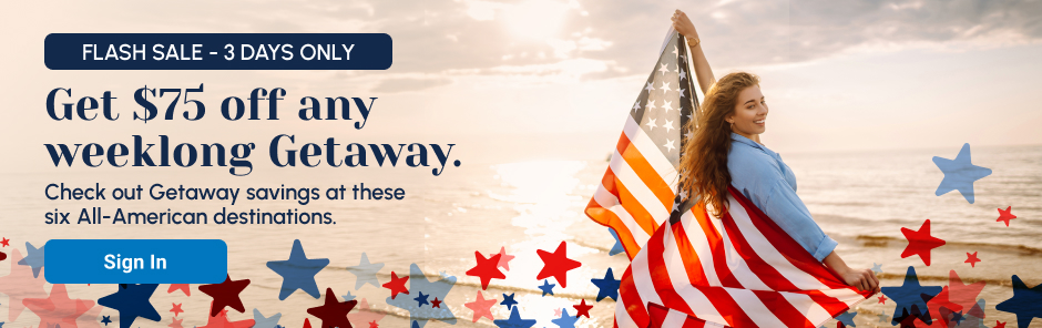 Save up to $75 off any weeklong Getaway